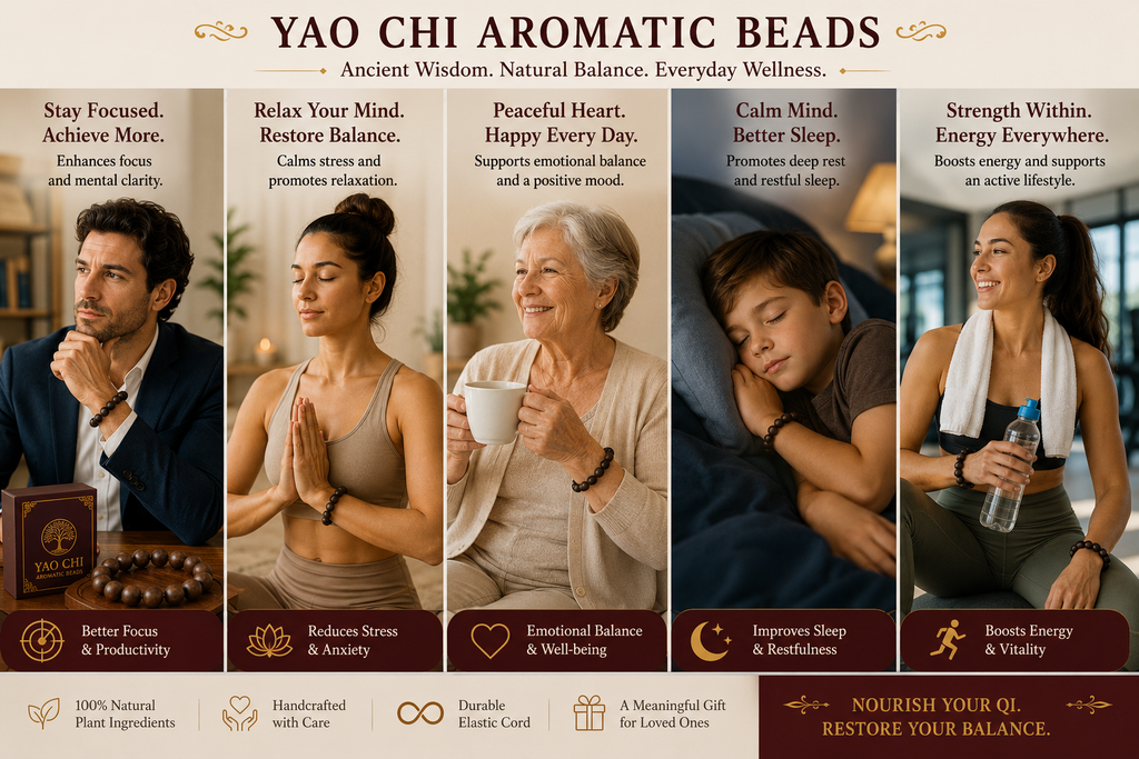 Yao Chi He Xiang Zhu Bracelet | Handmade Chinese Herbal Aroma Beads for Relaxation & Restful Sleep