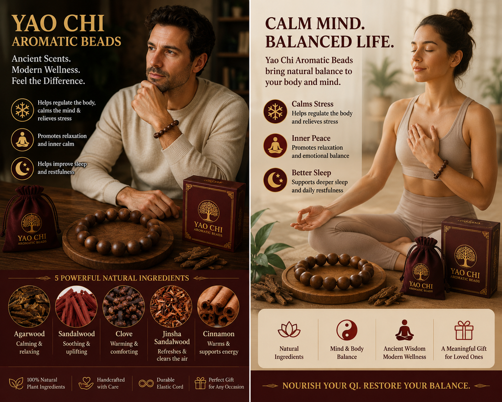 Yao Chi He Xiang Zhu Bracelet | Handmade Chinese Herbal Aroma Beads for Relaxation & Restful Sleep
