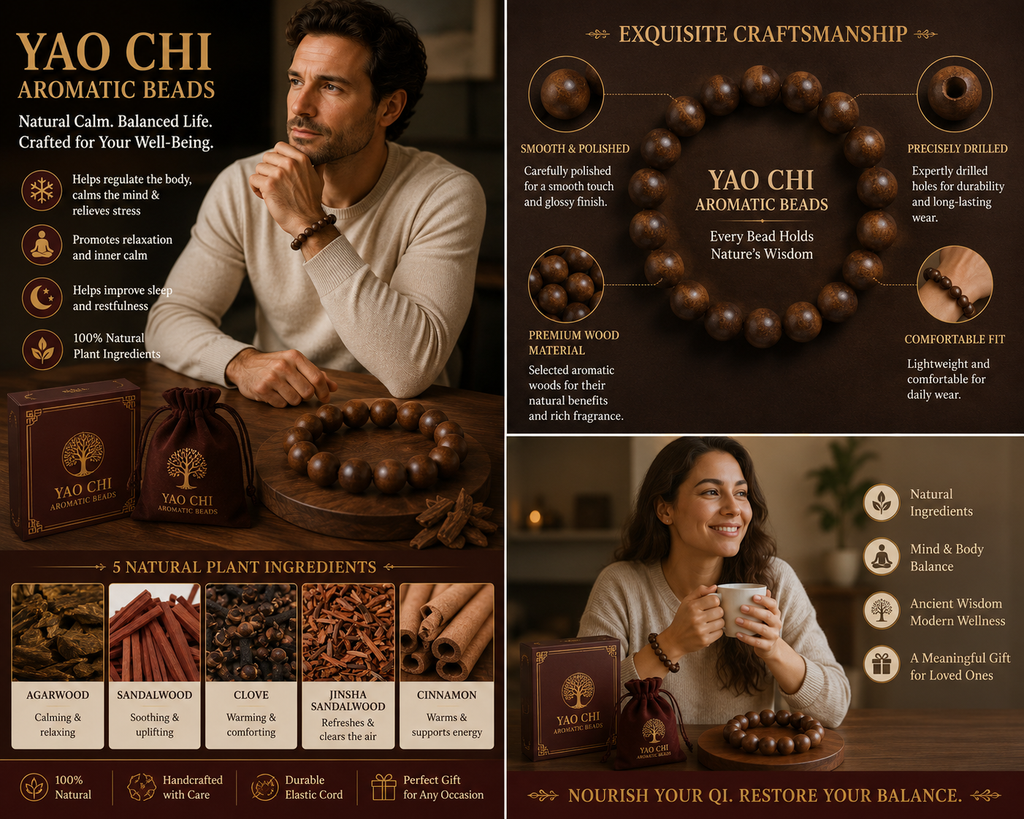 Yao Chi He Xiang Zhu Bracelet | Handmade Chinese Herbal Aroma Beads for Relaxation & Restful Sleep