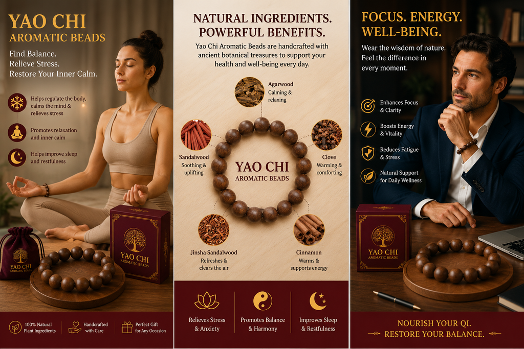 Yao Chi He Xiang Zhu Bracelet | Handmade Chinese Herbal Aroma Beads for Relaxation & Restful Sleep